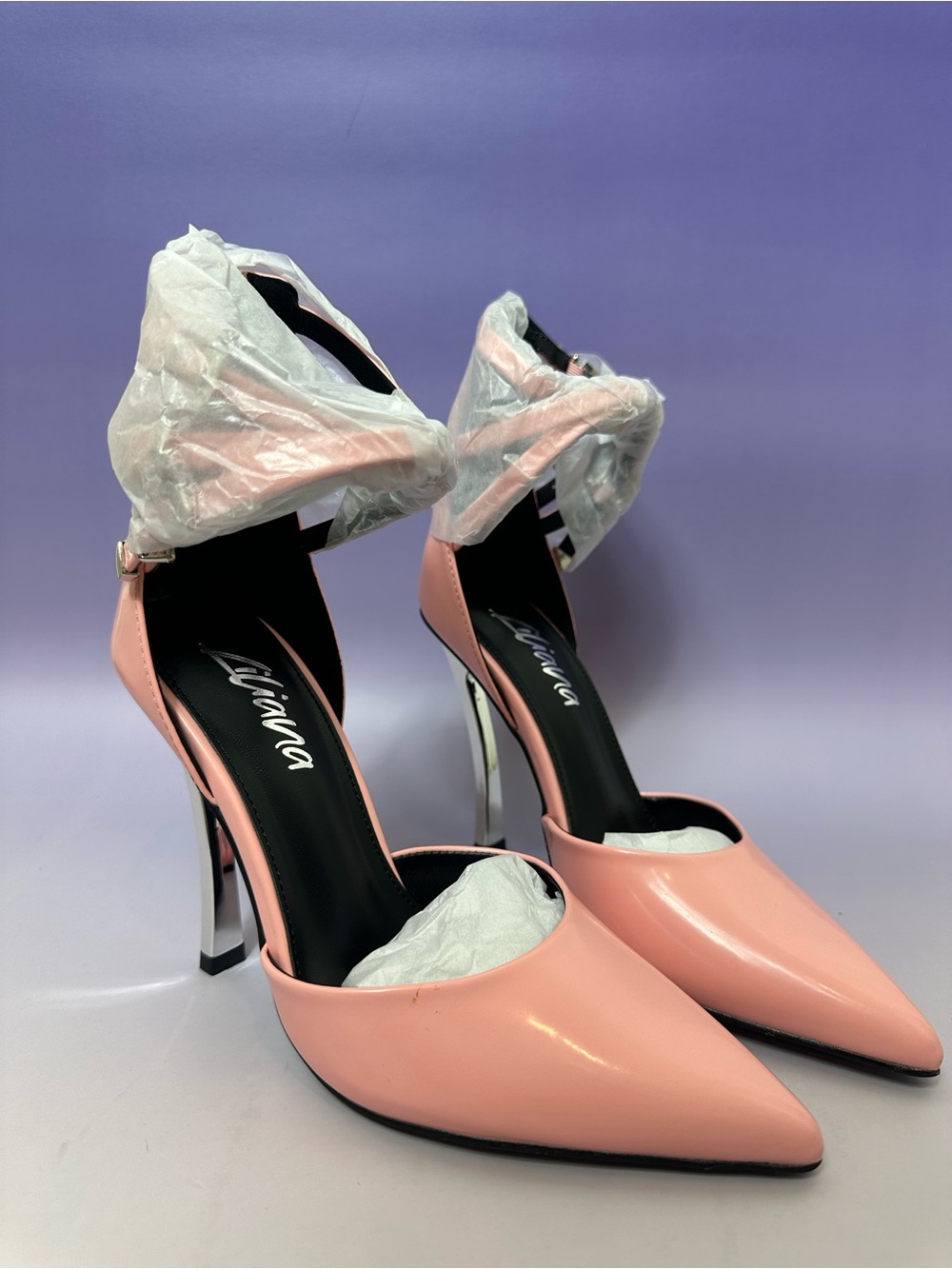 Liliana Pink Pointed Toe Ankle Strap Stiletto Pumps